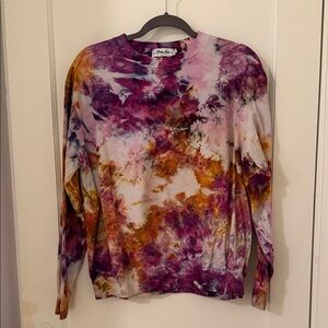 Tie-Dye Long Sleeve Sweater - Purple & Orange